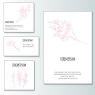 Wedding invitation set with watercolor branches leaves