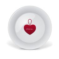 Decorative plate with red heart N2