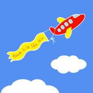 Plane Ribbon with words Love is in the air Flat N2