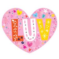 LUV type typography lettering text heart shaped vector design