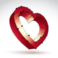 3d mesh stylish web red love heart sign isolated