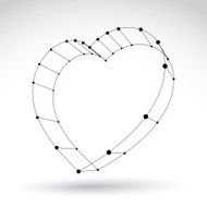3d mesh stylish web monochrome love heart sign isolated