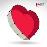 3d mesh stylish web red love heart sign isolated N2