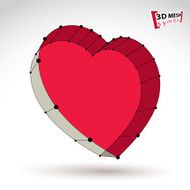 3d mesh stylish web red love heart sign isolated N3