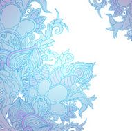 vector hand drawn illustration template Abstract floral spring blue background N2