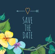 Save the Date card template with romantic summer flowers N2