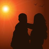 Silhouette couples in the sunshine