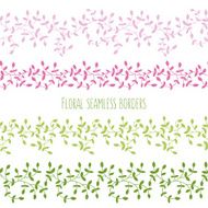 Vector set of floral seamless borders with branches and leaves