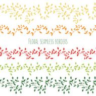 Vector set of floral seamless borders with branches and leaves N2