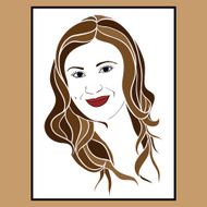 The girl's face brunette with a tender smile