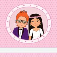 Wedding card with bride and groom N2