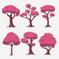 Cartoon Vector Pink Red Tree