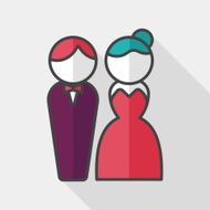 wedding couple flat icon with long shadow eps10 N37