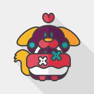 wedding flower dog flat icon with long shadow eps10 N5