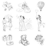 Hand drawn Love Story icons