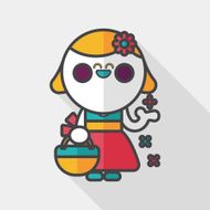 wedding flower girl flat icon with long shadow eps10 N12