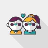 wedding couple flat icon with long shadow eps10 N40