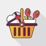 Valentine's Day present bucket flat icon with long shadow eps10 N5