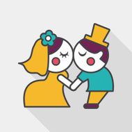 wedding couple flat icon with long shadow eps10 N41