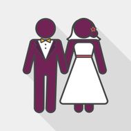 wedding couple flat icon with long shadow eps10 N44