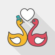 wedding swan flat icon with long shadow eps10 N5