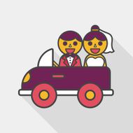 wedding car flat icon with long shadow eps10 N20