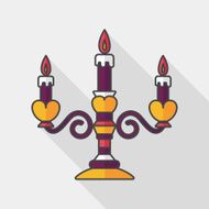 Valentine's Day candle flat icon with long shadow eps10 N12