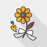 Valentine's Day flower flat icon with long shadow eps10 N13