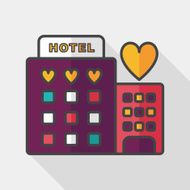 Valentine's day hotel flat icon with long shadow eps10 N9