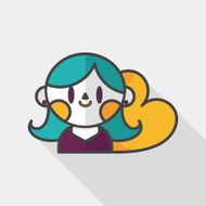 valentine's day girl flat icon with long shadow eps10 N9