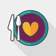 Valentine's Day dinner flat icon with long shadow eps10 N5