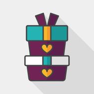 Valentine's Day present flat icon with long shadow eps10 N21