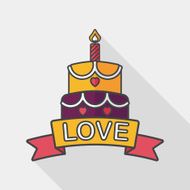 Valentine's Day cake flat icon with long shadow eps10 N10