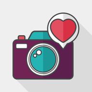 Valentine's Day photo camera flat icon with long shadow eps10 N5