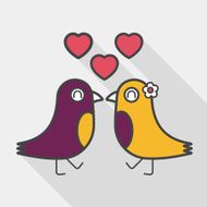 Valentine's Day lover bird flat icon with long shadow eps10 N30