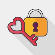 Valentine's Day lover lock flat icon with long shadow eps10 N5
