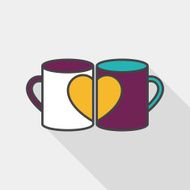 Valentine's day cup flat icon with long shadow eps10 N5