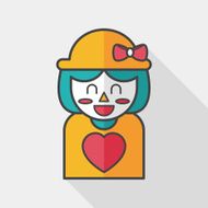 valentine's day girl flat icon with long shadow eps10 N10