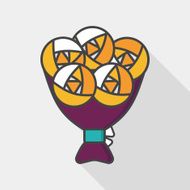 Valentine's Day flower flat icon with long shadow eps10 N14