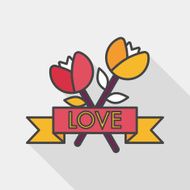 Valentine's Day flower flat icon with long shadow eps10 N15