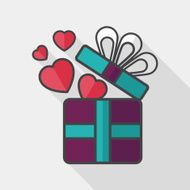 Valentine's Day present flat icon with long shadow eps10 N25