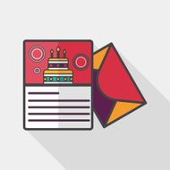 Happy birthday card flat icon with long shadow eps10 N14