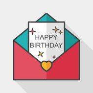Happy birthday card flat icon with long shadow eps10 N15