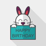 Happy birthday rabbit card flat icon with long shadow eps10 N6