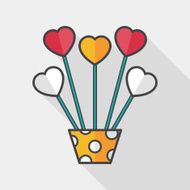 heart flower flat icon with long shadow eps10 N5