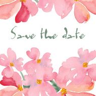 save the date greeting card with hand drawn watercolor flowers