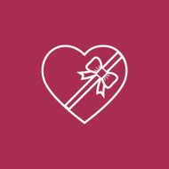 Gift box of heart tied with ribbon N3