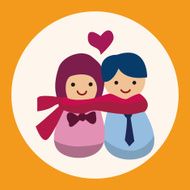 Valentine's day couple flat icon elements background eps10