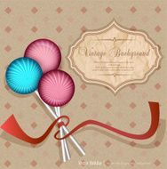 vector vintage background with lollipops candy on a stick