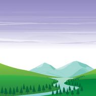 Nature Lake and Mountain Landscape